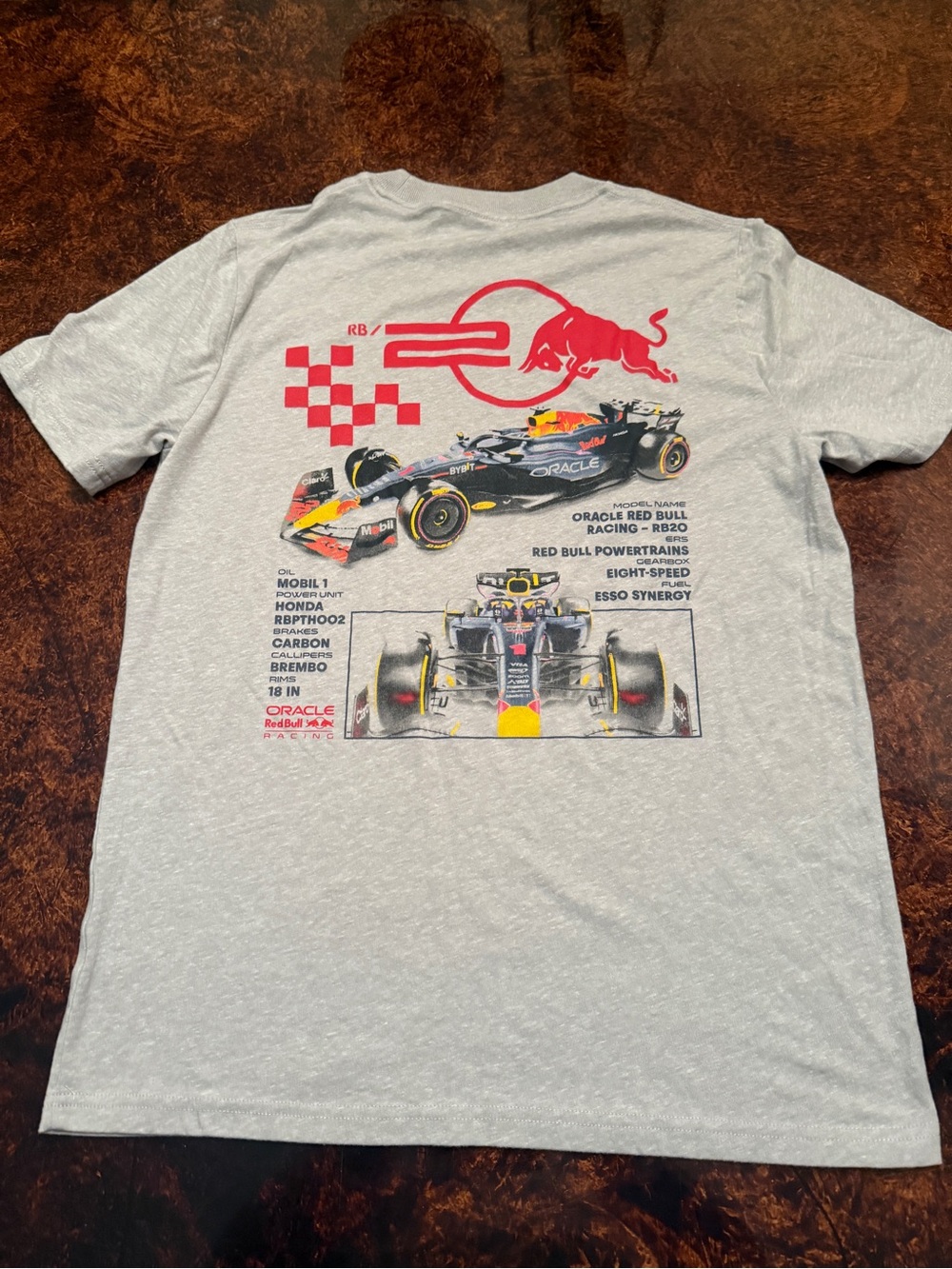 Red Bull Racing Graphic Tee - Light Gray with Red & Yellow Accents